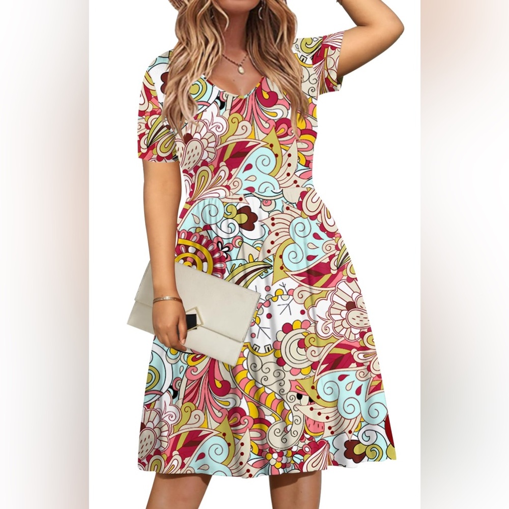 DB moon nwt size xl Vibrant Abstract Print Dress with pockets